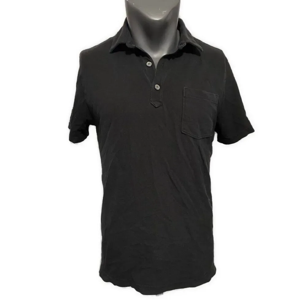 banana republic solid Dark Blue short sleeve polo shirt Performance Pique Xl